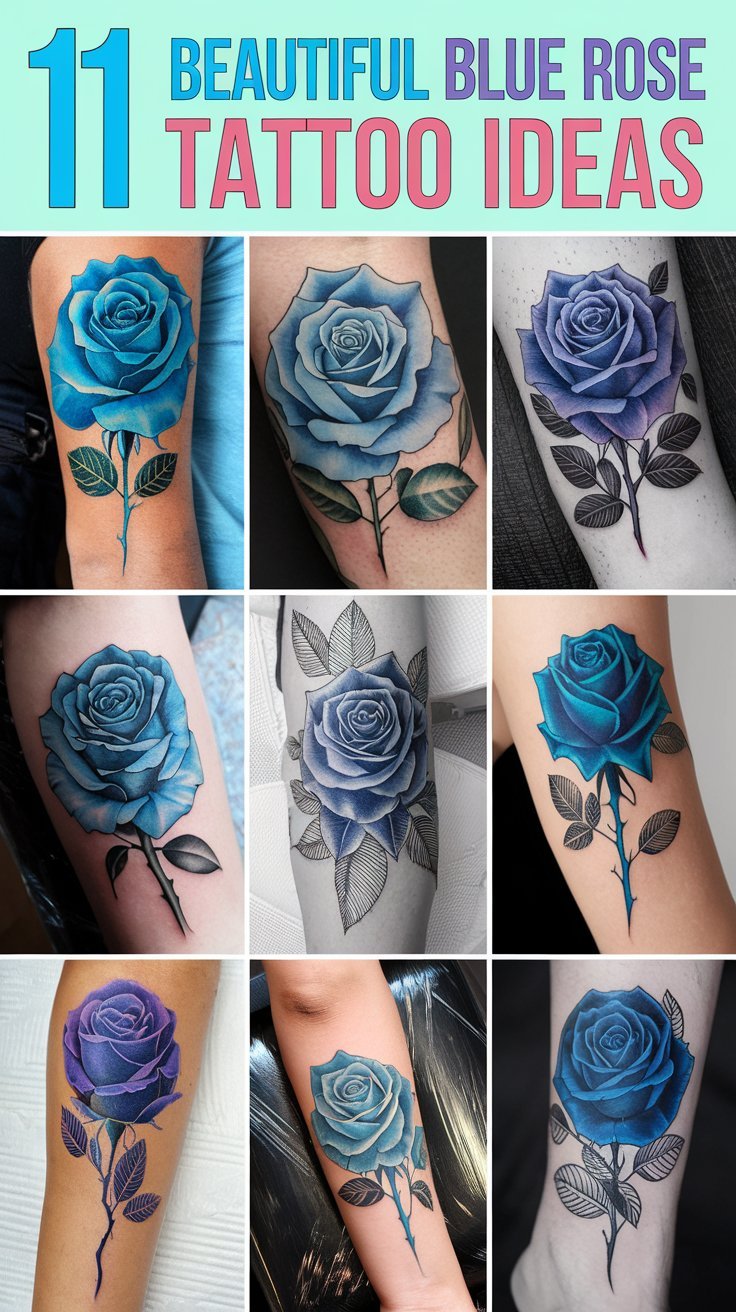 11 Beautiful Blue Rose Tattoo Ideas